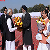 PM Narendra Modi being received by the Chief Minister of Punjab