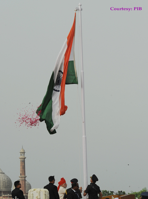 Shri Narendra Modi unfurling the Tricolour flag India Independence Day